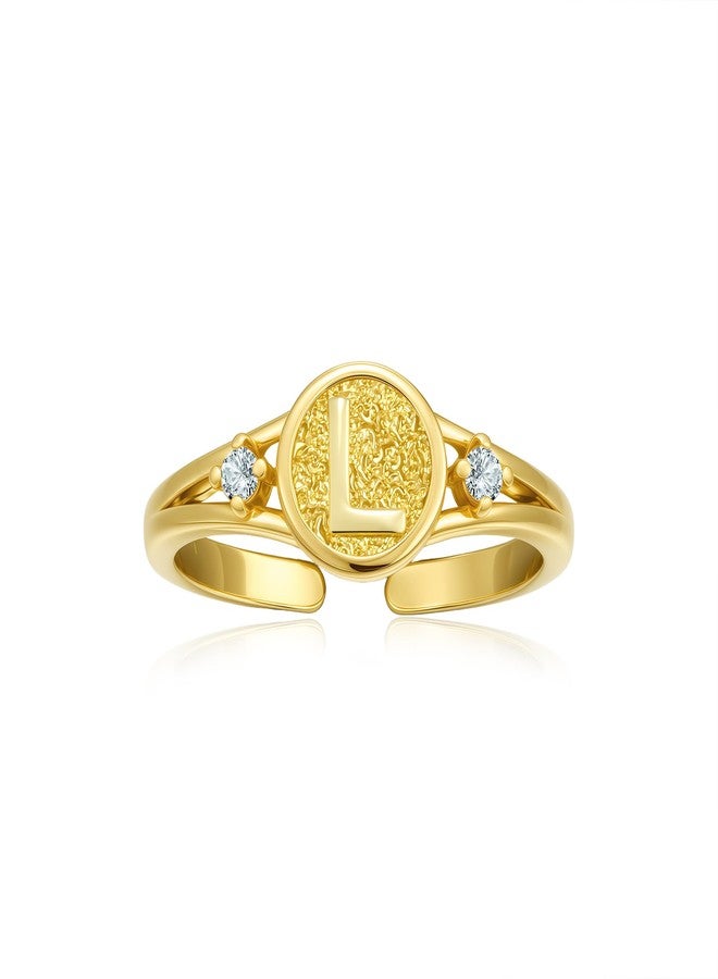 Kyerlyn Adjustable Letter L Gold Rings for Women Non Tarnish Open Chunky 14K Gold Plated Stacking Cubic Zirconia Ring Trendy Statement Promise Wedding Bands Engagement for Gifts Jewelry - Image 1